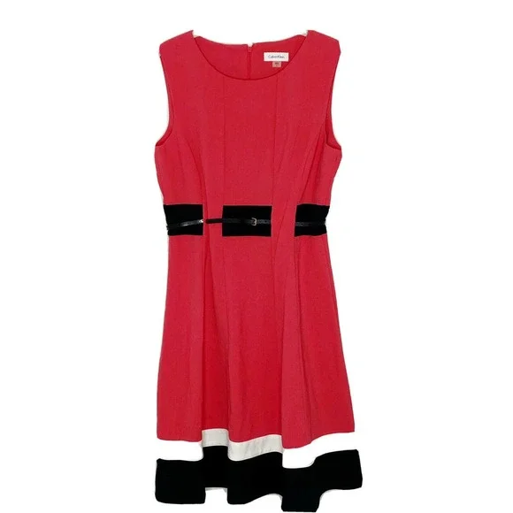 calvin klein red dress dillards Calvin Klein Sleeveless Dot Crepe Floral Drawstring Midi Dress Women's : 8